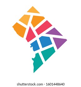 colorful geometric Washington, D.C. map- vector illustration