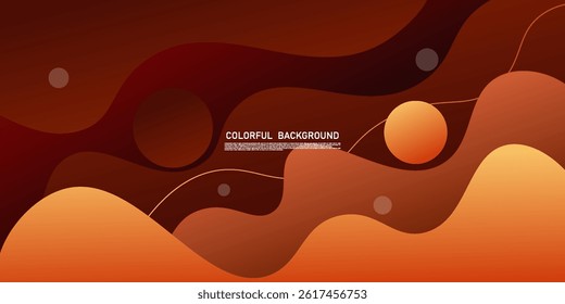 Colorful geometric wave 3D background. Dark orange elements with fluid gradient pattern. Dynamic shapes composition. Vector eps10