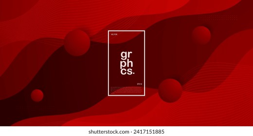 Colorful geometric wave background. Dark red color elements with fluid gradient pattern. Dynamic shapes composition. Eps10 vector