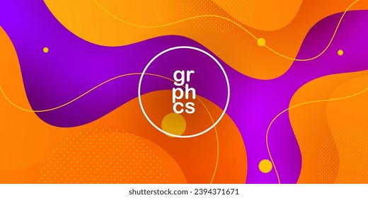 Colorful geometric wave background. Orange and purple liquid color element with fluid gradient. Dynamic shapes composition. Eps10 vector