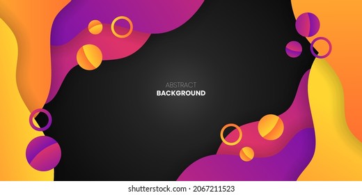 Colorful Geometric Wave Circle Abstract Black Background Design