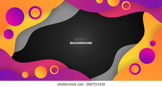 Colorful Geometric Wave Circle Abstract Black Background Design