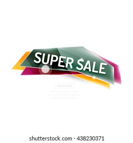 Colorful geometric website sale tag button. Vector universal internet banner