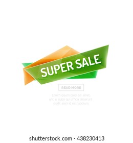 Colorful geometric website sale tag button. Vector universal internet banner