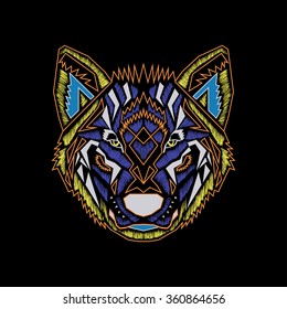 colorful geometric wolf