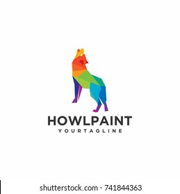 colorful geometric wolf logo vector eps 10
