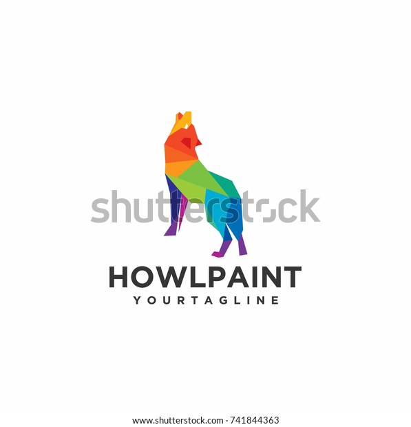 Colorful Geometric Wolf Logo Vector Eps Stock Vector (Royalty Free