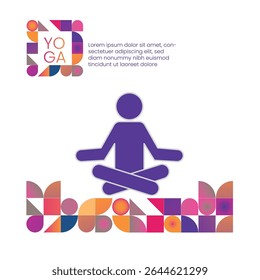 Colorful Geometric Yoga Pose Illustration for Wellness Poster and Meditation Banner