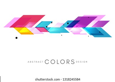 Colorful geometrical abstract background. Horizontal banner with decorative border element.