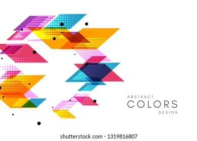 Colorful geometrical abstract background. Horizontal banner with decorative round element.