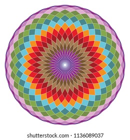 Colorful geometrical figure. Sacred Geometry Torus Yantra or Hypnotic Eye vector illustration