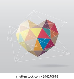 Colorful geometrical heart. Abstract background
