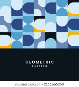 Patrón geométrico colorido y texturas formas con fondo de texto, azul y blanco. Formas geométricas de elementos abstractos curvos vectores, diseño de patrones geométricos utilizado en banners, fondos de pantalla