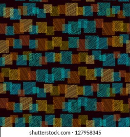 Colorful geometrical seamless texture. Abstract stylized endless pattern with squares. Template for design