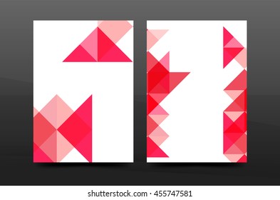Colorful geometry design annual report a4 cover brochure template layout, magazine, flyer or leaflet booklet. Modern minimal triangle pattern. Vector illustration