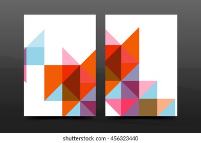 Colorful geometry design annual report a4 cover brochure template layout, magazine, flyer or leaflet booklet. Modern minimal triangle pattern. Vector illustration