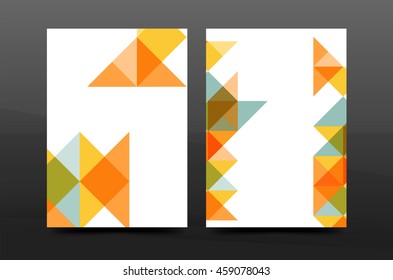 Colorful geometry design annual report a4 cover brochure template layout, magazine, flyer or leaflet booklet. Modern minimal triangle pattern. Vector illustration