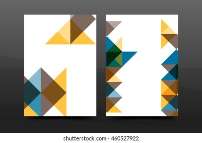 Colorful geometry design annual report a4 cover brochure template layout, magazine, flyer or leaflet booklet. Modern minimal triangle pattern. Vector illustration