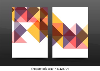 Colorful geometry design annual report a4 cover brochure template layout, magazine, flyer or leaflet booklet. Modern minimal triangle pattern. Vector illustration