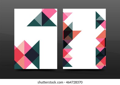 Colorful geometry design annual report a4 cover brochure template layout, magazine, flyer or leaflet booklet. Modern minimal triangle pattern. Vector illustration