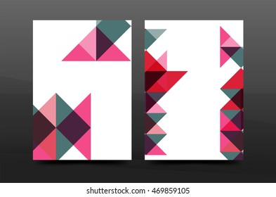 Colorful geometry design annual report a4 cover brochure template layout, magazine, flyer or leaflet booklet. Modern minimal triangle pattern. Vector illustration