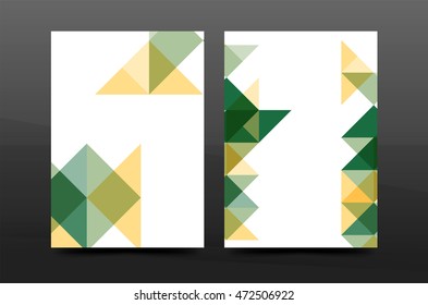 Colorful geometry design annual report a4 cover brochure template layout, magazine, flyer or leaflet booklet. Modern minimal triangle pattern. Vector illustration