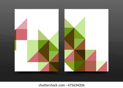 Colorful geometry design annual report a4 cover brochure template layout, magazine, flyer or leaflet booklet. Modern minimal triangle pattern. Vector illustration