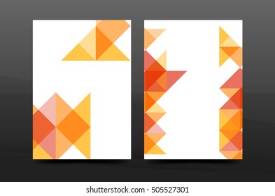Projeto geométrico colorido relatório anual a4 capa brochura modelo layout, revista, folheto ou folheto folheto. Padrão de triângulo mínimo moderno. Ilustração vetorial