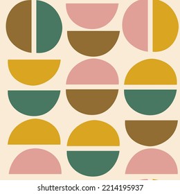 Colorful geometry seamless pattern in neutral colors. Geometry minimalistic pattern with abstract blocks on beige background. For textiles, wrapping paper, gift paper
