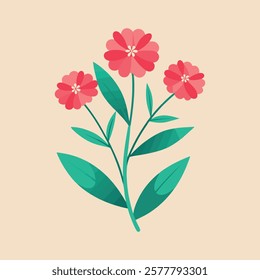 Colorful Of Geranium Flowers With Leaf Bouquet Stock Illustration