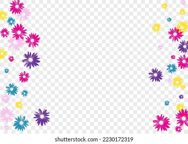 Farbige Gerbera-Hintergrund Transparenter Vektorgrafik. Daisy erstaunlicher Hintergrund. Blauer Blumenstrauß einfach. Wiederholen Sie die Karte. Exotic mehrfarbiger Garten.