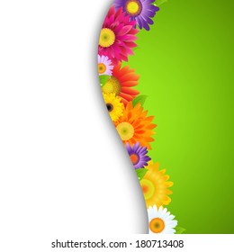 Colorful Gerbers Flower Border, With Gradient Mesh, Vector Illustration