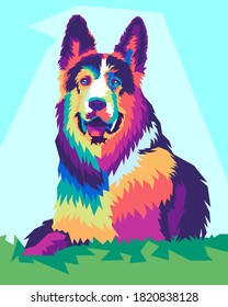 colorful german shepherd with style pop art 