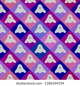 colorful ghost halloween seamless pattern