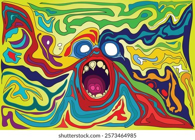 Colorful ghosts in abstract shapes are suitable for wallpaper or artwork needs.