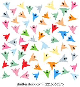 Colorful ghosts pattern on white background