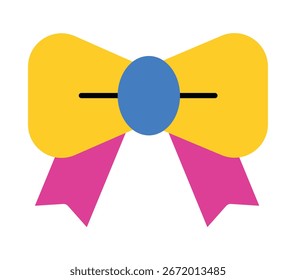 Colorful gift bow icon vector illustration, Decorative ribbon for celebration in flat design