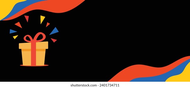 Colorful gift box abstract black background vector design template