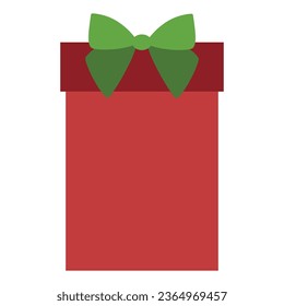 Colorful Gift box with Bow isolated on white background. Vector illustration. Cheerful Holiday collection in Christmas colors, Red and green present. Design New Year Package element