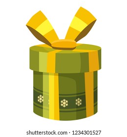 Colorful gift box with bows and ribbons. Presents isolated on white. Sale, shopping concept. Collection for Birthday, Christmas. Vector illustration.