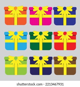 Elemento colorido de caja de regalo en el vector Flat Design Pro