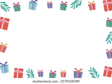 Colorful gift box frame illustration