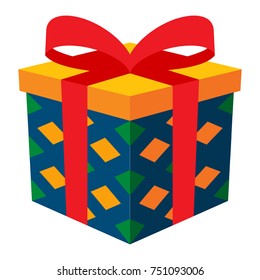 Colorful gift box icon with flat design style, flat color.