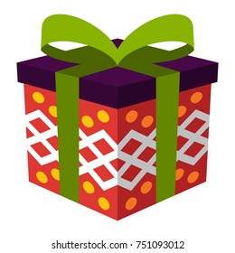 Colorful gift box icon with flat design style, flat color.