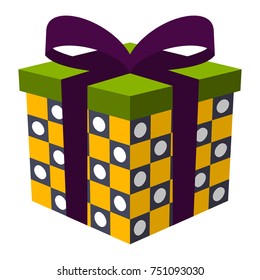 Colorful gift box icon with flat design style, flat color.