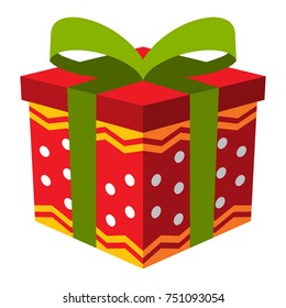 Colorful gift box icon with flat design style, flat color.