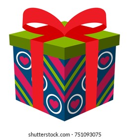 Colorful gift box icon with flat design style, flat color.