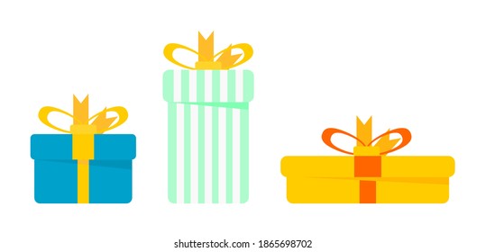 Colorful gift box icon set.