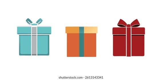 Colorful Gift Box Icons for Celebrations, Presents, and Holiday Themes