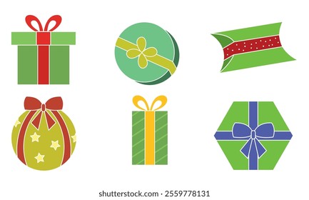 Colorful gift box icons in six unique styles Vector